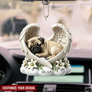 Custom Dog Cat Angel Wings Statue - Personalized Acrylic Car Ornament