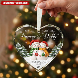 See You In 2026 Glass Pregnancy Announcement Ornament - Christmas Snowman Gifts