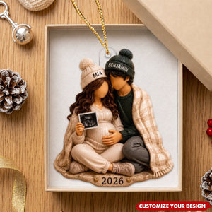 Personalized Pregnancy Christmas Acrylic Ornament - Baby 2026 Keepsake