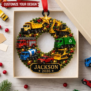 Truck Kid Ornament - Construction Christmas Decor