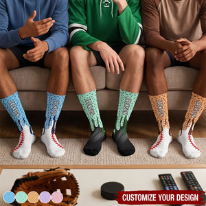 Icecream Drip Design For Baseball, Softball, Soccer, Football, Basketball, Hockey Lover - Personalized Socks