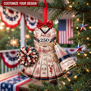 Personalized USA 250th Anniversary Acrylic Ornament - Custom Cheerleader Christmas Ornament