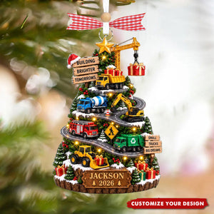 Personalized Construction Truck Christmas Ornament - Boy Truck Christmas Gift