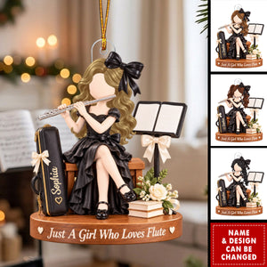 Personalized Acrylic Flute Ornament - Custom Flutist Girl Gift For Daughter