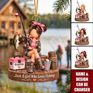 Personalized Acrylic Fishing Ornament - Custom Gift For Girl