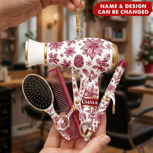 Custom Name Hairstylist Christmas Acrylic Ornament - Hairdresser Gift