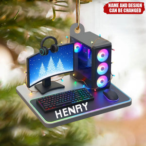 Custom Gamer Name PC Set Up - Personalized Acrylic Ornament