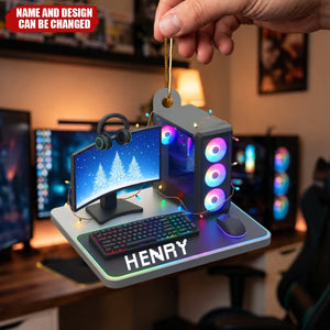 Custom Gamer Name PC Set Up - Personalized Acrylic Ornament