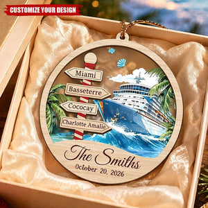 Personalized Cruise Ornament , Custom Location Cruise Ship Gift, Family Christmas Ornament