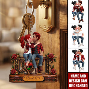 Eternal Love Couple Together - Personalized Acrylic Keychain - Anniversary Gift For Couple
