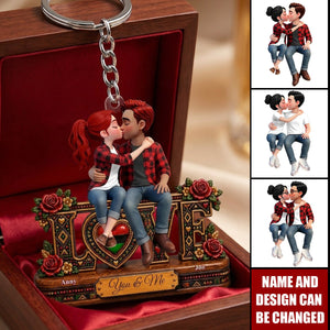 Eternal Love Couple Together - Personalized Acrylic Keychain - Anniversary Gift For Couple