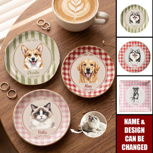 Custom Pet Portrait Watercolor Art Gift For Dog Mom, Cat Mom - Personalized Jewelry Dish
