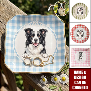 Custom Pet Portrait Watercolor Art Gift For Dog Mom, Cat Mom - Personalized Jewelry Dish