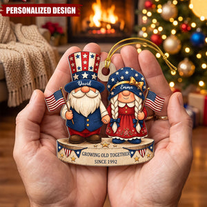 Growing Together Patriotic Couple - Personalized Patriotic Couple Acrylic Ornament,250 Years Decor, Christmas Gift For Couple