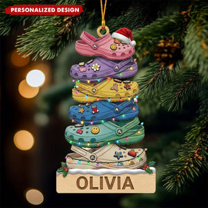 Personalized Croc Charm Christmas Ornament, Custom Name Acrylic Funny Shoe Lover Gift