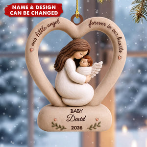Our Little Angel Forever In Our Hearts - Personalized Wooden Ornament
