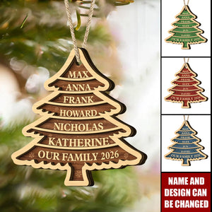 Family Tree 2026 - Personalized Wooden Ornament