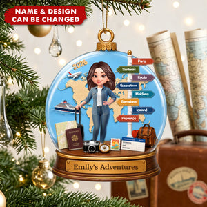 Traveling Destination Travel Adventure - Personalized Acrylic Christmas Ornament
