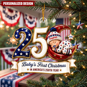 Baby’s First Christmas 2026 - Personalized 250 Years of America Acrylic Ornament