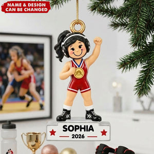 Wrestling Girl Champion - Personalized Acrylic Ornament