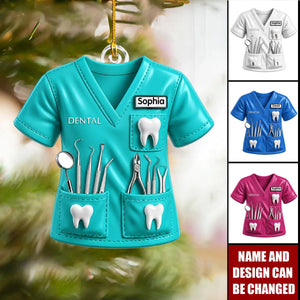 Dentist Uniform Custom Name - Personalized Acrylic Ornament