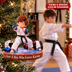 Karate Boy Acrylic Ornament, Christmas Ornament For Karate Enthusiast
