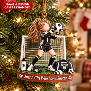 Personalized Soccer Goalie Girl Ornament, Custom Goalkeeper Christmas Ornament