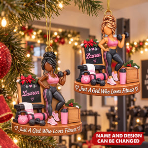 Personalized Fitness Gym Girl Ornament, Just A Girl Who Loves Fitness Acrylic Ornament