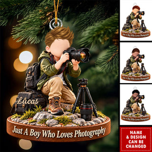 Photography Boy Acrylic Ornament, Camera Lover Gift for Nephew