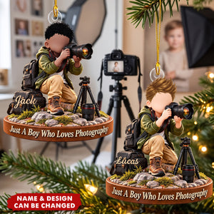 Photography Boy Acrylic Ornament, Camera Lover Gift for Nephew