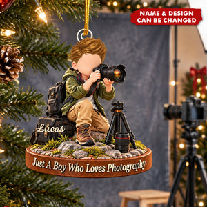 Photography Boy Acrylic Ornament, Camera Lover Gift for Nephew