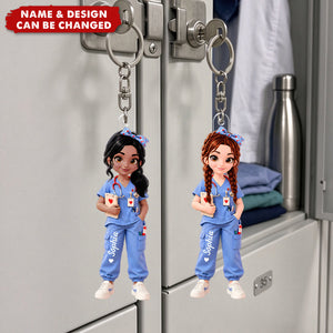 Personalized Nurse Keychain, Custom RN Christmas Gift For Her