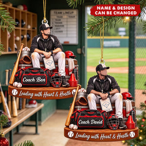 Personalized Baseball Coach Christmas Ornament, Custom Name Baseball Coach Gift