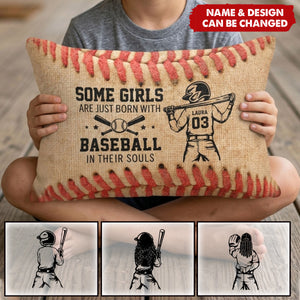 Some Boys Are Just Born With Baseball In Their Souls - Personalized Pillow Cover