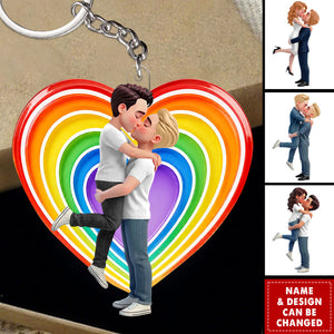 LGBT+ Couple Forever Love Is Love - Personalized Acrylic Keychain