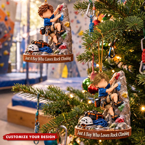 Personalized Rock Climbing Boy Ornament - Custom Climber Gift