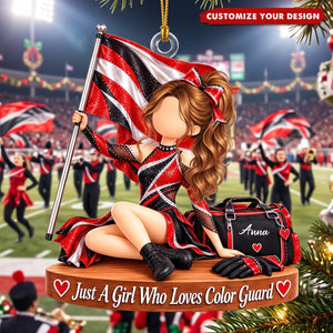 Personalized Color Guard Ornament - Custom Guard Girl Christmas Gift