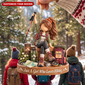 Personalized Hiking Ornament - Custom Name Hiker Girl Gift