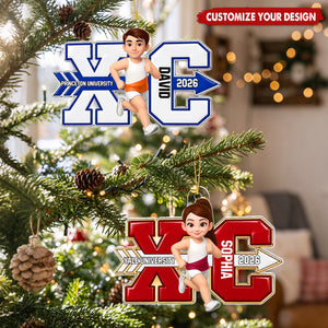 Personalized Cross Country For Boy Girl Ornament - Custom Gift For Runner Grandkids