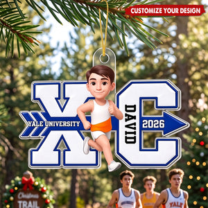 Personalized Cross Country For Boy Girl Ornament - Custom Gift For Runner Grandkids