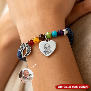 Custom Photo Rainbow Bridge Bracelet - Personalized Memorial Sympathy Gifts For Loss Of Mom, Dad - Loved Remembered Missed