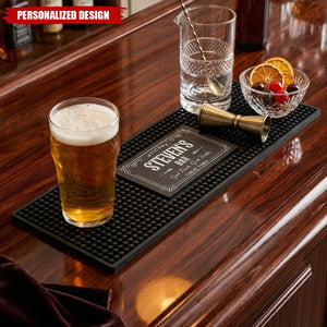 Home Bar Pub Accessories Art, Rubber Bartender Mat - Personalized Bar Mat