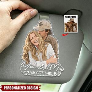 Custom Faceless Portrait Anniversary Gifts For Him, Her - Personalized Car Visor Clip