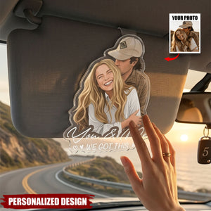 Custom Faceless Portrait Anniversary Gifts For Him, Her - Personalized Car Visor Clip