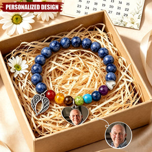 Custom Photo Rainbow Bridge Bracelet - Personalized Memorial Sympathy Gifts For Loss Of Mom, Dad - Loved Always Remembered Forever