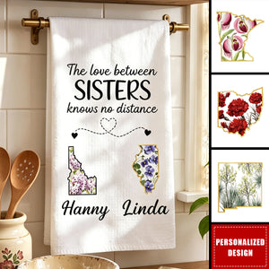 Custom Long Distance Kitchen Towel - Personalized Best Friend Birthday Gifts For Women, Besties, Sisters, BFF - Partners In Fun