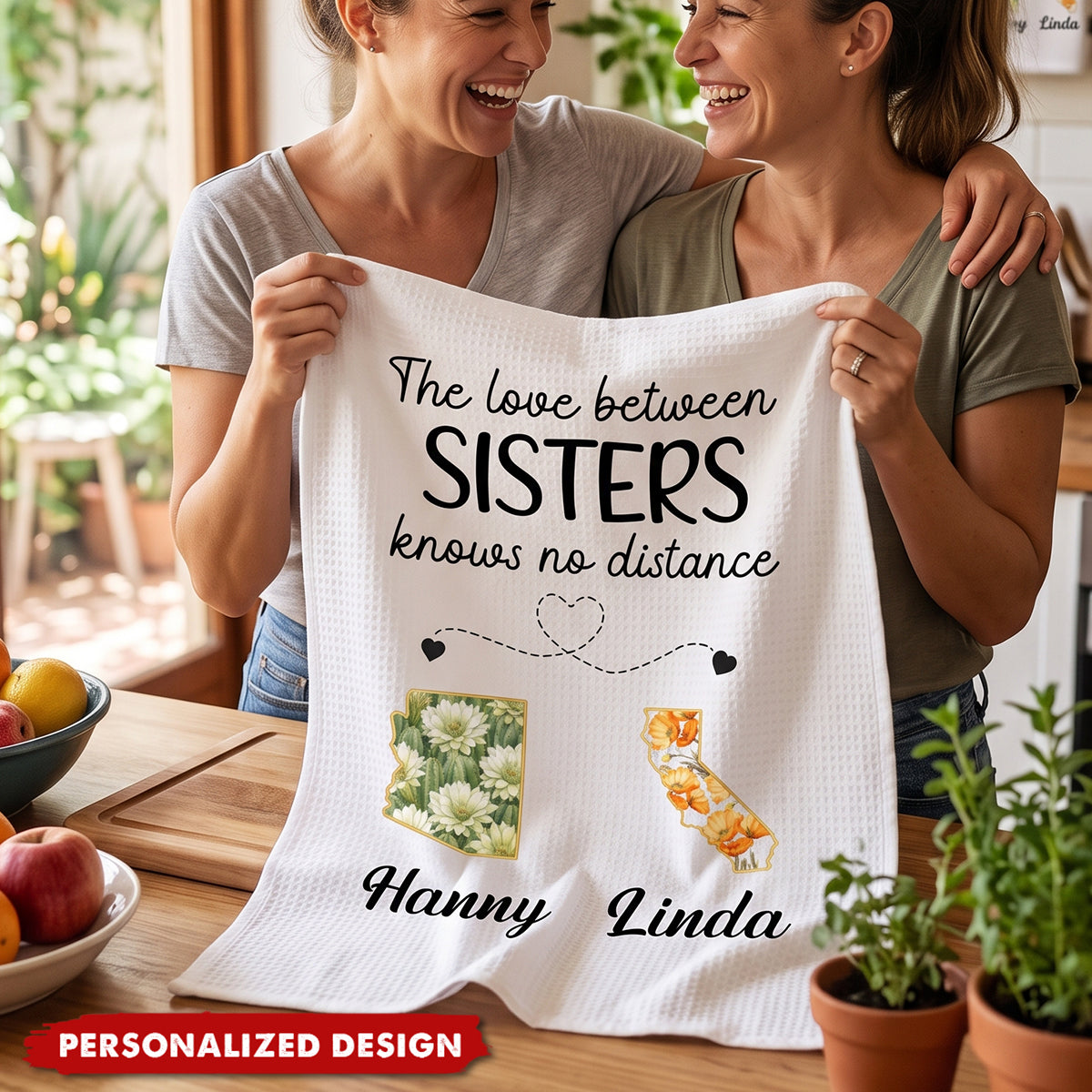 Custom Long Distance Kitchen Towel - Personalized Best Friend Birthday Gifts For Women, Besties, Sisters, BFF - Partners In Fun