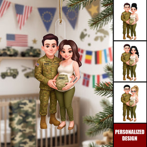 Expecting Army Parents - Personalized Acrylic Ornament - Special Gift for Expecting Parents, for Him, for Her