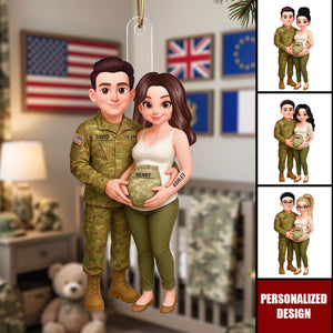 Expecting Army Parents - Personalized Acrylic Ornament - Special Gift for Expecting Parents, for Him, for Her