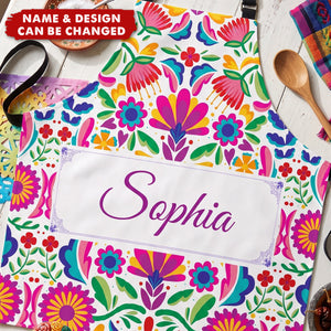 Mexican Cinco De Mayo Floral Fiesta Dia De Los Muertos - Personalized Apron